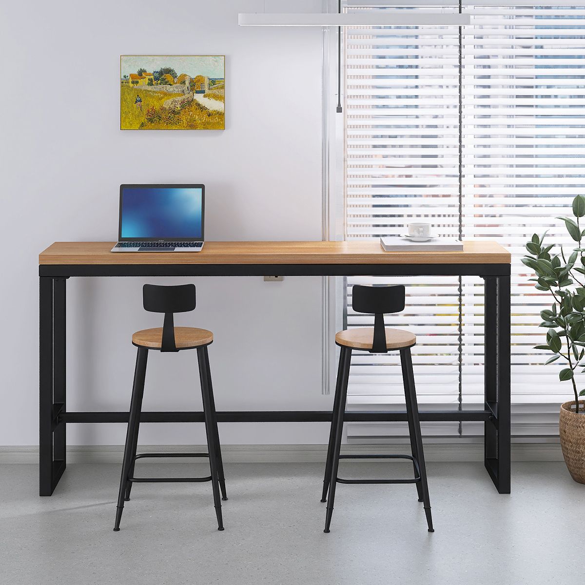 Modern 1/3 Pieces Bar Table Set Rectangle Pine Wood Counter Table with Stools for Cafe Clearhalo 'Bar Furniture' 'furn' 'furn_home_bar_bar_sets' 'Furniture' 'Home Bars & Bar Sets' 'home_bar_bar_sets' 'Kitchen & Dining Furniture' 1200x1200_003d31be-a23b-49bc-a6a5-47ba3d260eac