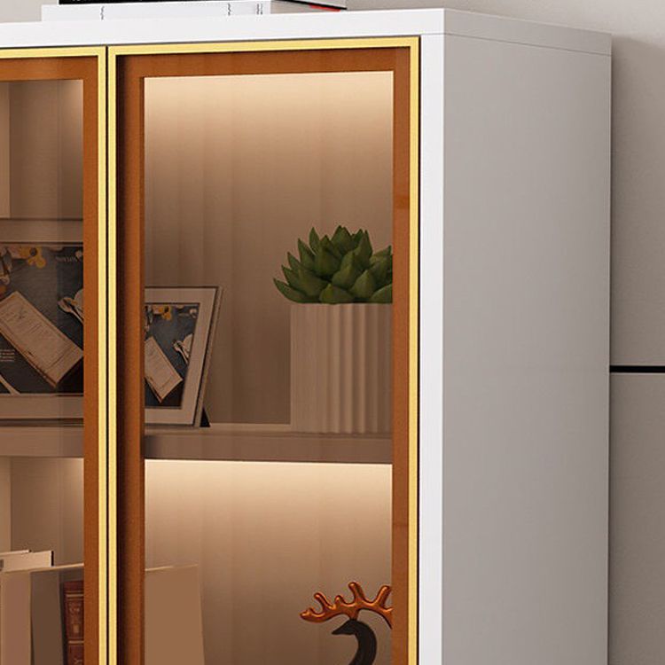 Glam Glass Door Server Wood Dinner Server Cabinet without LED Lights Clearhalo 'buffet_sideboard' 'Buffets & Sideboards' 'furn' 'furn_buffet_sideboard' 'Furniture' 'Kitchen & Dining Furniture' 1200x1200_003d6741-f61f-487b-ac8d-50e079c5f4e7