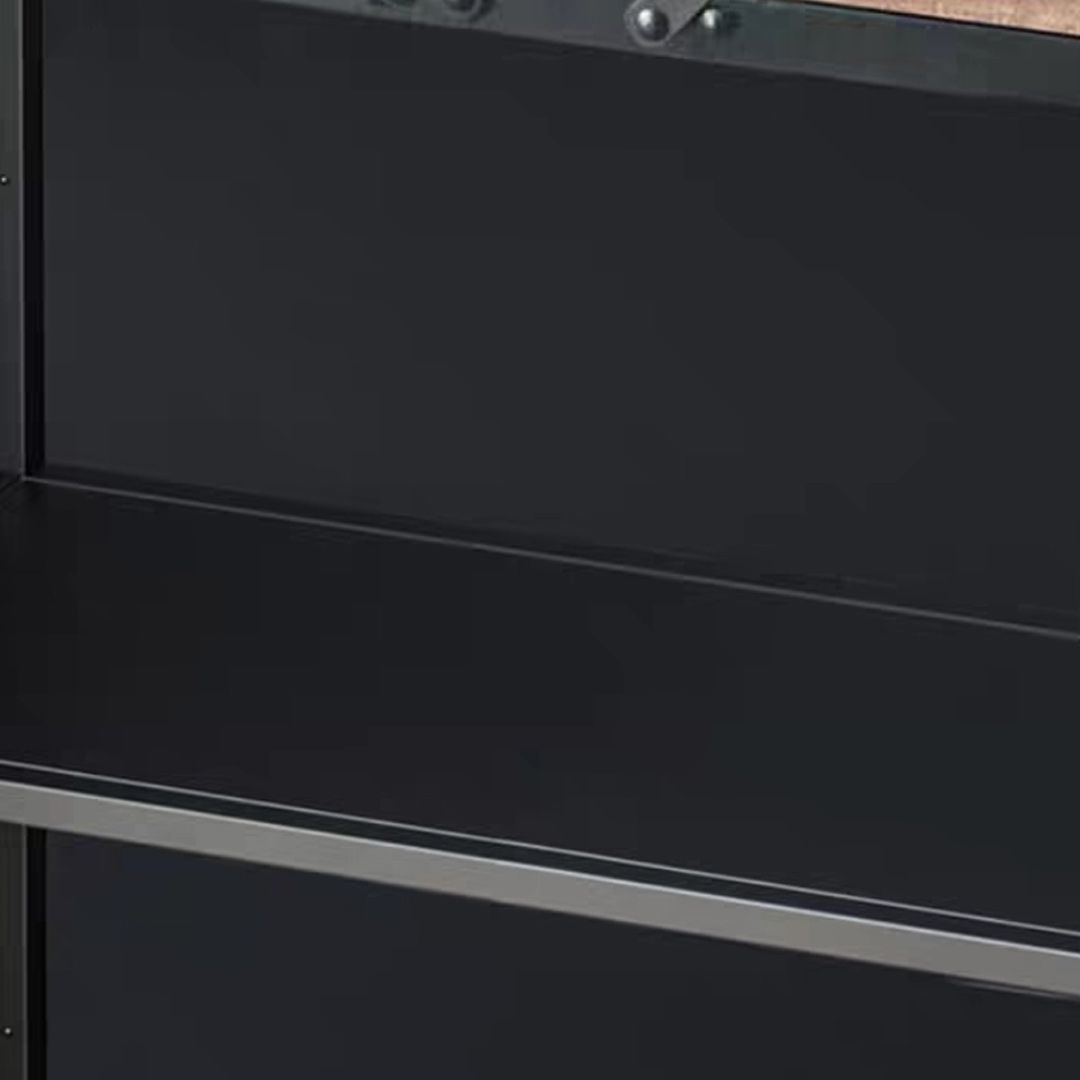 Armoire à accent industriel avec dessus en bois et pattes métalliques et 2 portes