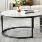 Round Slate Coffee Table Set Frame Cocktail Table with 2 Storage Drawers Clearhalo 'Coffee & Accent Tables' 'Coffee Tables' 'coffee_tables' 'furn' 'furn_coffee_tables' 'Furniture' 'Living Room Furniture' 1200x1200_003f4abd-2245-42be-9e4b-610f8dcf63b7