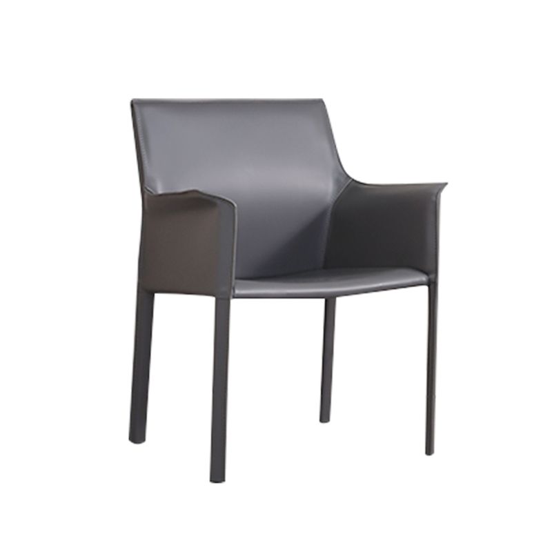 Modern Faux Leather Dining Chairs Solid Back Home Arm Side Chair