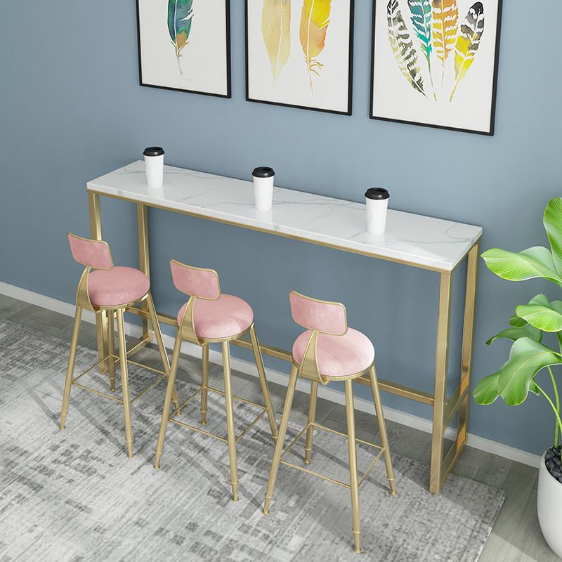 Glam – Table de comptoir de bar rectangulaire en Faux marbre, avec pieds en métal, pour cuisine