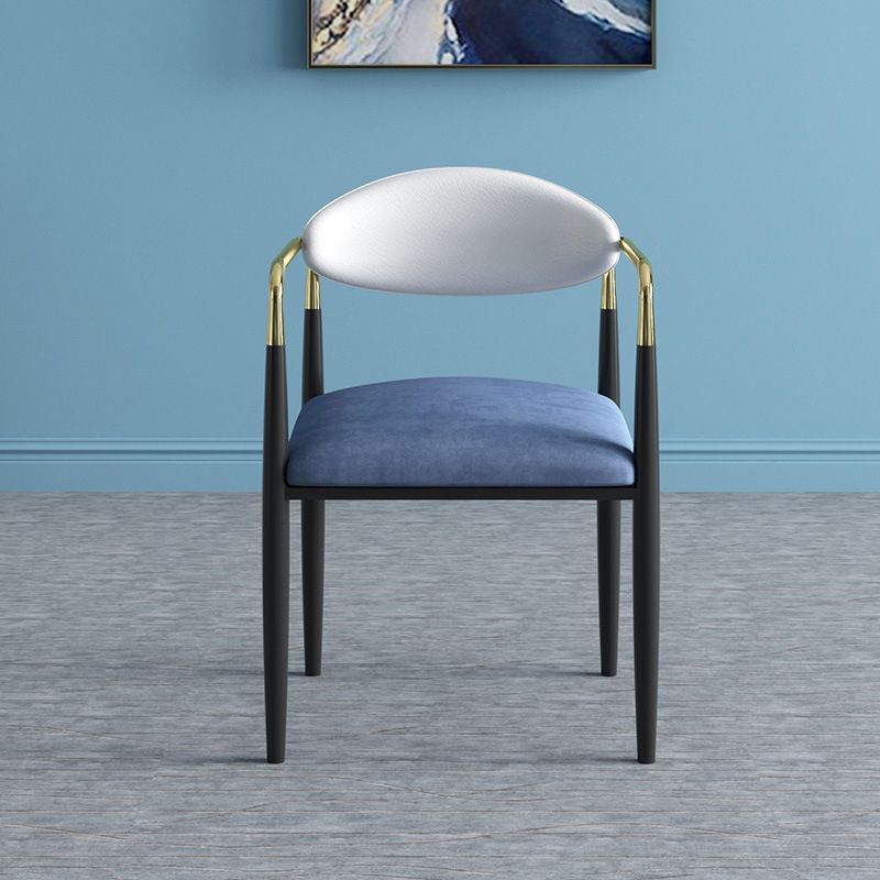 Glam -arm stoel metalen benen open achterste eetkamerstoel voor thuisgebruik