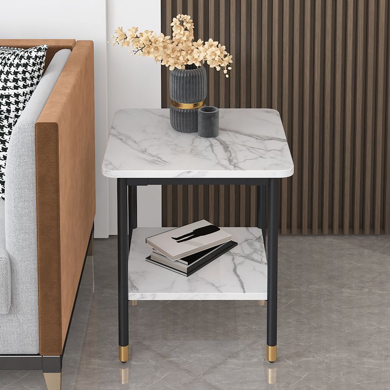 Tavolo da parte superiore in ardesia quadrata contemporanea Metal 4 gambe laterale