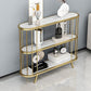 31.5" Tall Glam Accent Table Oval Stone Console Table with Shelves