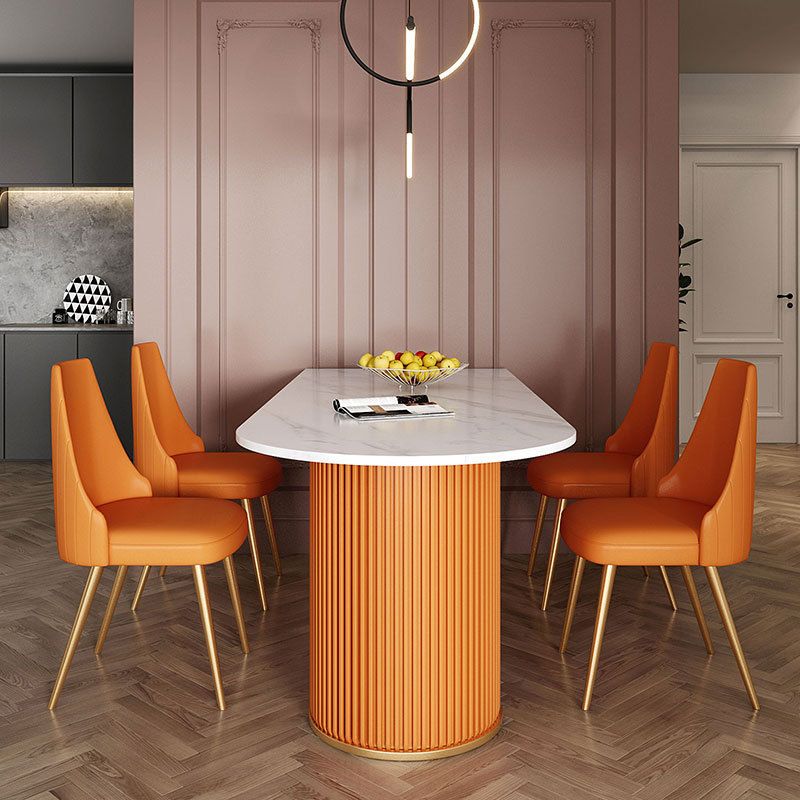 Traditional Luxury Dining Table White Sintered Stone Double Pedestal Dining Table Clearhalo ' dining_table' 'Dining Tables & Seating' 'Dining Tables' 'furn' 'furn_dining_table' 'Furniture' 'furniture_dining_table' 'Kitchen & Dining Furniture' 'kitchen&dining_furn' 'kitchen' 'kitchen_dining_table' 1200x1200_00491772-873d-42ba-ba28-c418acbd3aae
