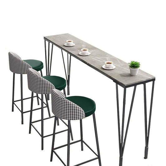 Modern 1/4 Pieces Bar Table Set Rectangle Stone Counter Table with High Stools