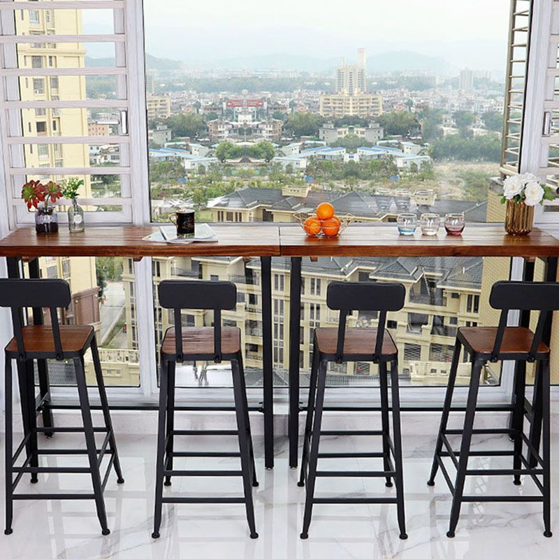 Industrial Brown Pine Bar Dining Table Rectangle Indoor Bistro Table with Footrest Clearhalo 'Bar Furniture' 'Bar Tables' 'bar_tables' 'furn' 'furn_bar_tables' 'Furniture' 'furniture_bar_tables' 'Kitchen & Dining Furniture' 'kitchen&dining_furn' 'kitchen' 1200x1200_004a36e1-9f53-46c7-8d1a-aabdf38e6528