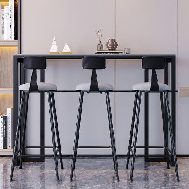 Industrial Black Iron Bar Dining Table with Grey Stone Rectangle Indoor Bistro Table Clearhalo 'Bar Furniture' 'Bar Tables' 'bar_tables' 'furn' 'furn_bar_tables' 'Furniture' 'furniture_bar_tables' 'Kitchen & Dining Furniture' 1200x1200_004aa130-6841-49d3-afc1-6f62a1baf67e