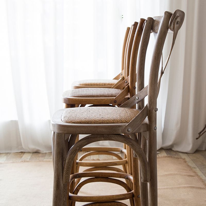 Oak Solid Wood and Rattan Bar Stool Modern Armless Indoor Bar Stool Clearhalo 'Bar Furniture' 'Bar Stools' 'bar_stools' 'furn' 'furn_bar_stools' 'Furniture' 'Kitchen & Dining Furniture' 1200x1200_004b1754-2961-4866-be2b-c4af908b41e2