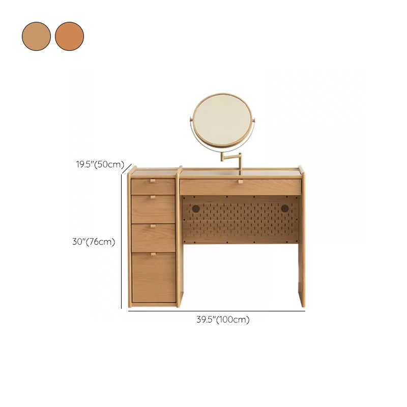Skandinavische Schubladen Schminktisch Massivholz Kommode Spiegelte Waschtisch -Set