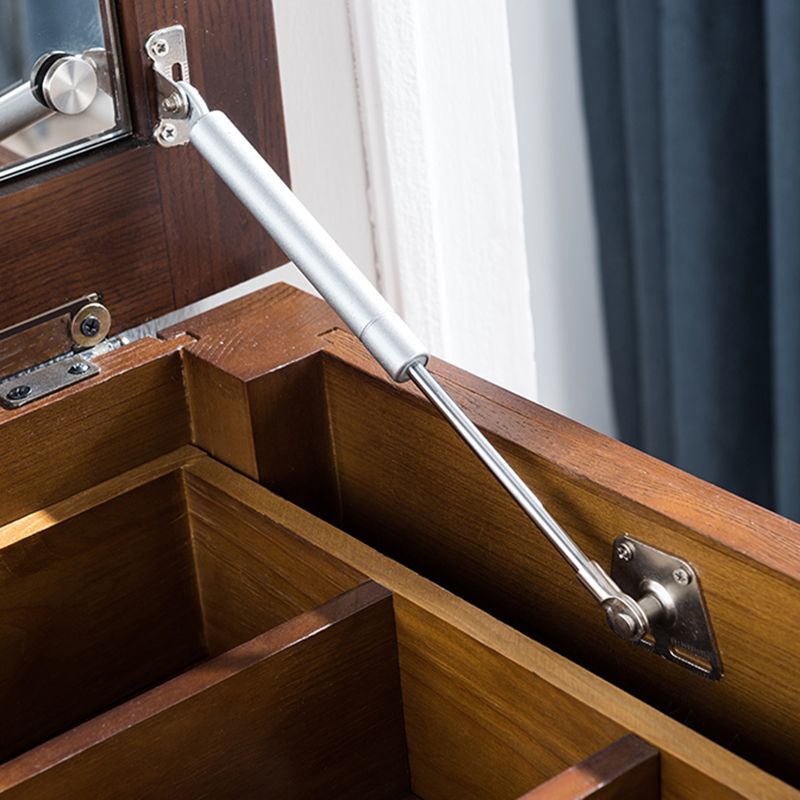 17.71" Wide Ash Vanity Set with Mirror Brown Dresser with 2-Drawer