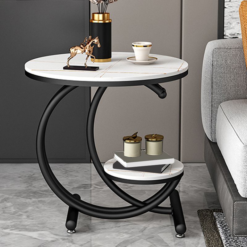 19.6"/23.6" Modern Slate Round End Table Metal C Side Table with Shelf