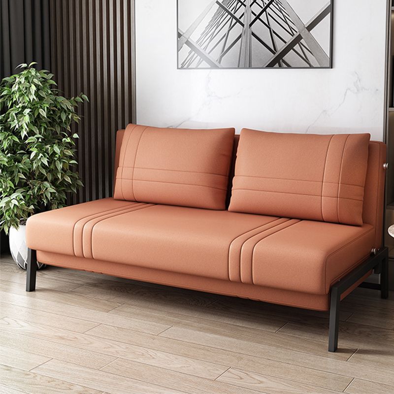 Orange Faux leather Sofa Bed 35.43" Wide Contemporary Sleeper Sofa with Upholstered