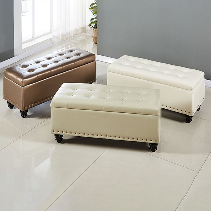 Traditional Faux Leather Ottoman Plian Tufted Nailhead Trim Rectangle Ottoman with Storage Clearhalo 'furn' 'furn_ottomans_poufs' 'Furniture' 'Living Room Furniture' 'Ottomans & Poufs' 'ottomans_poufs' 1200x1200_004fae53-f26c-4949-8192-4e9a0b27502b