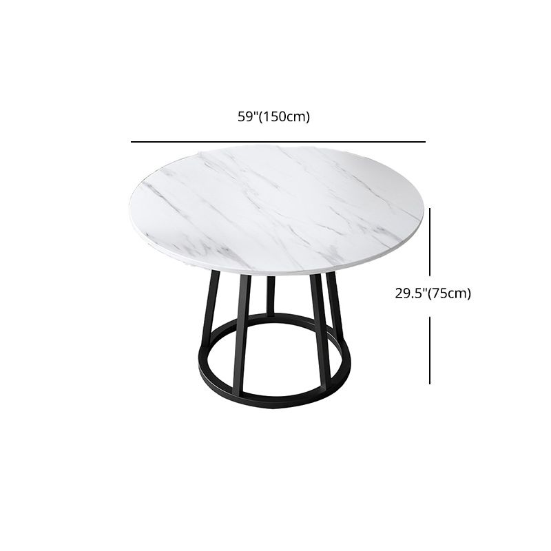 Mesa de comedor de base de hierro negro redondo Mesa de pedestal de piedra moderna