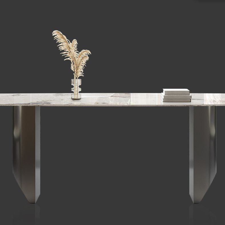 Minimalist Sintered Stone Dining Room Set with Rectangle Top and Black Base Kitchen Furniture Clearhalo 'Dining Room Sets' 'Dining Tables & Seating' 'dining_room_set' 'Furniture' 'furniture_dining_room_set' 'Kitchen & Dining Furniture' 'kitchen&dining_furn' 'kitchen' 1200x1200_00514165-0fae-4b77-91b0-ecab802c5102