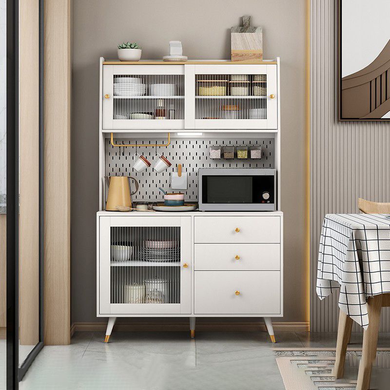 Modern Glass Doors Server 3 Drawers and Doors Cabinets Buffet Sideboard with LED Lights Clearhalo 'buffet_sideboard' 'Buffets & Sideboards' 'furn' 'furn_buffet_sideboard' 'Furniture' 'Kitchen & Dining Furniture' 1200x1200_0051fe09-5ec4-4023-bbba-1b4d8a8e8089