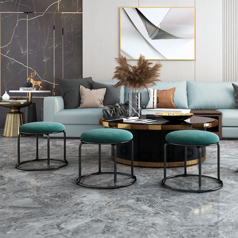 Glam Velvet Chair Ottoman Cylinder Shape Metal Frame Mildew Resistant Ottoman Stool Clearhalo 'furn' 'furn_ottomans_poufs' 'Furniture' 'Living Room Furniture' 'Ottomans & Poufs' 'ottomans_poufs' 1200x1200_00558ad6-90cc-4870-a759-267986de4bfe