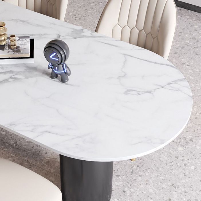 Sintered Stone White Tone Dining Table Simplicity 3 Legs Table for Dining Room Clearhalo ' dining_table' 'Dining Tables & Seating' 'Dining Tables' 'furn' 'furn_dining_table' 'Furniture' 'furniture_dining_table' 'Kitchen & Dining Furniture' 'kitchen&dining_furn' 'kitchen' 'kitchen_dining_table' 1200x1200_00575cb0-66b7-4bbb-b1cd-0e11f3e96f34