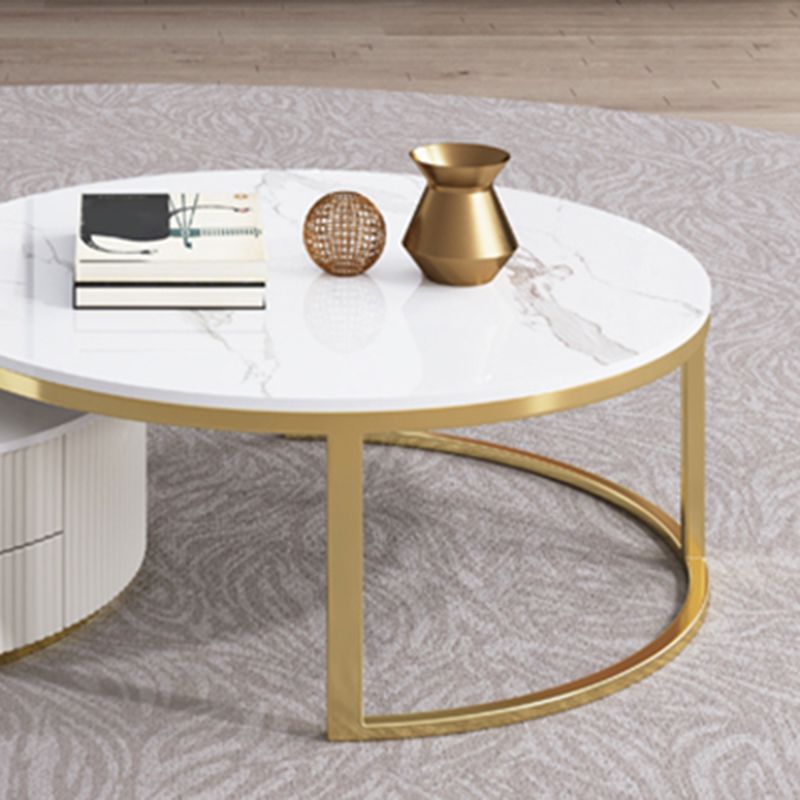 Table basse ronde en ardoise Ensemble de tables basses gigognes Glam avec tiroirs