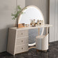 Glam Slate Makeup Dreshing Tabinet Tabouret en beige avec un miroir de 57 "de haut