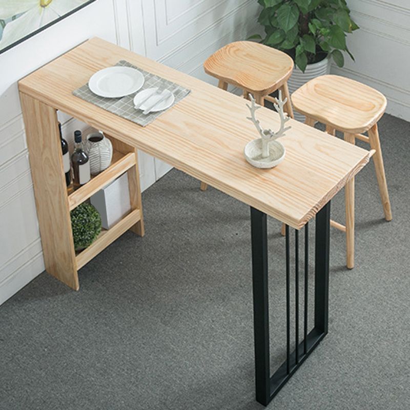 Moderner Bartisch aus massivem Holz, Esstisch mit Ablageflächen