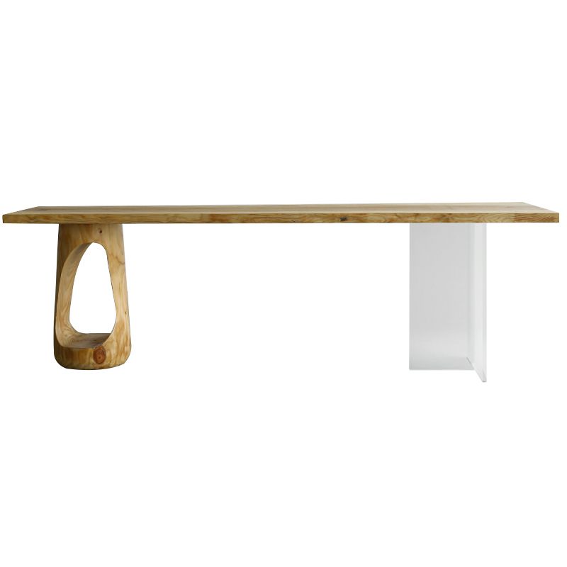 Natural Double Pedestal Table Solid Wood Modern Dinner Room Kitchen Table Clearhalo 'Dining Tables & Seating' 'Dining Tables' 'dining_table' 'furn' 'furn_dining_table' 'Furniture' 'furniture_dining_table' 'Kitchen & Dining Furniture' 1200x1200_005d9e7e-9a36-4d8f-a889-612a4ac0753b