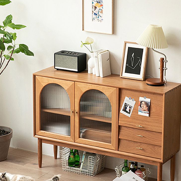 Cajón Pine Wood aparador de estantería ajustable moderna Credenza para sala de estar