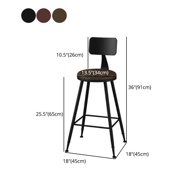 Modern Backrest Counter Stool Iron Cafe Bar Stool with Leather Cushion and Pedal Clearhalo 'Bar Furniture' 'Bar Stools' 'bar_stools' 'furn' 'furn_bar_stools' 'Furniture' 'furniture_bar_stools' 'Kitchen & Dining Furniture' 1200x1200_0063ce60-67f9-43ed-85cb-7a215de4130f