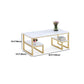 Glam Rectangle Marble Top Table with 2 Storag Shelves and Iron Base