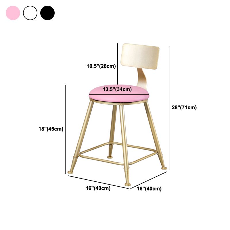 Glam Armless Backrest Counter Stool Steel Cafe Bar Stool with Cushion and Pedal Clearhalo 'Bar Furniture' 'Bar Stools' 'bar_stools' 'furn' 'furn_bar_stools' 'Furniture' 'Kitchen & Dining Furniture' 1200x1200_0064e377-74d4-446c-a808-f2cb11e484e4