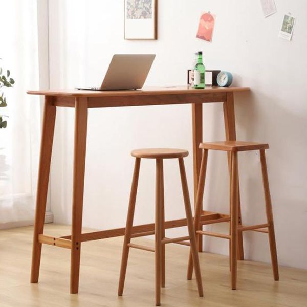 Modern Style Rectangle Bar Table Solid Wood Bistro Bar Desk with Footrest Clearhalo 'Bar Furniture' 'Bar Tables' 'bar_tables' 'furn' 'furn_bar_tables' 'Furniture' 'Kitchen & Dining Furniture' 1200x1200_00662dc7-327e-4904-bb11-f65d3ea33495