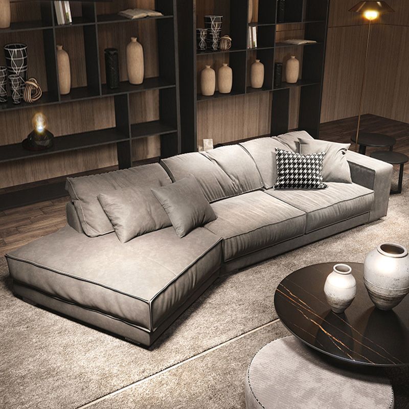 Scandinave Square Brass sectionnelle avec oreiller en arrière pour l'appartement