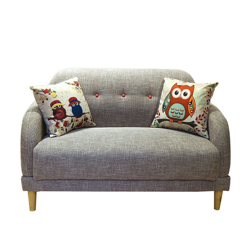 Sofá de 3 plazas de brazo cuadrado estándar contemporáneo de lino para la sala de estar para sala de estar