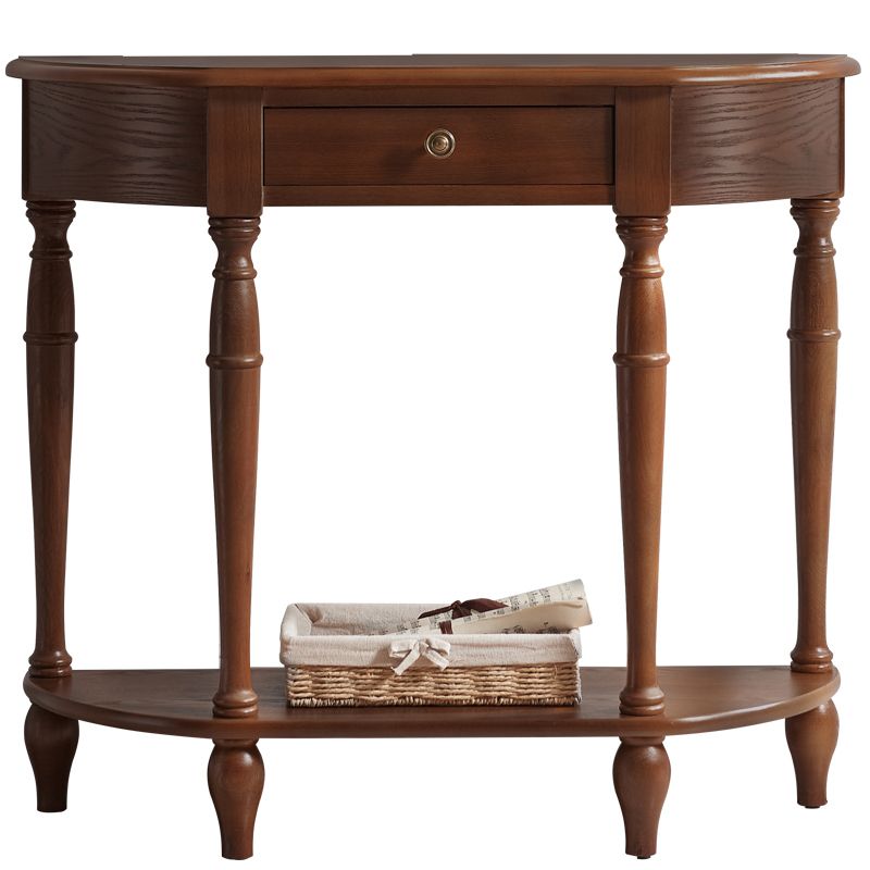 Mident secolo moderno a 4 gambe console a mezza luna in legno in marrone