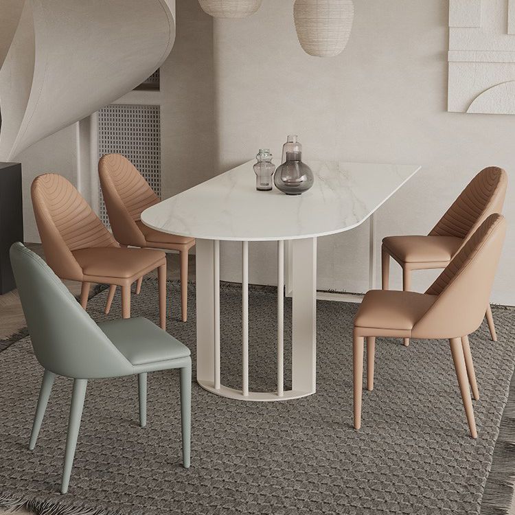 Modern Irregular Sintered Stone Dining Table White Standard Dining Table for Kitchen Clearhalo ' dining_table' 'Dining Tables & Seating' 'Dining Tables' 'furn' 'furn_dining_table' 'Furniture' 'furniture_dining_table' 'Kitchen & Dining Furniture' 'kitchen&dining_furn' 'kitchen' 'kitchen_dining_table' 1200x1200_006af460-cdf2-4bf6-b847-28c4508f15e5
