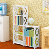 Engineered Wood Bookshelf Modern Open Back White Bookcase , 9.4" W