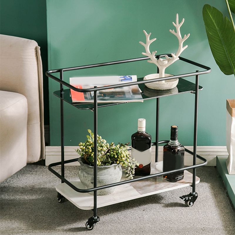 Tavolo di fascia alta in vetro rettangolare contemporaneo con scaffale ardesia