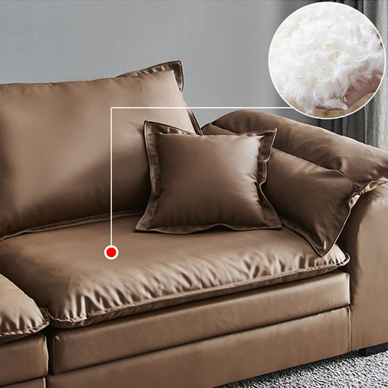 Pillow Top Arm Faux Leather Sette Nordic Down Fill Cushions Sofa with Pillows