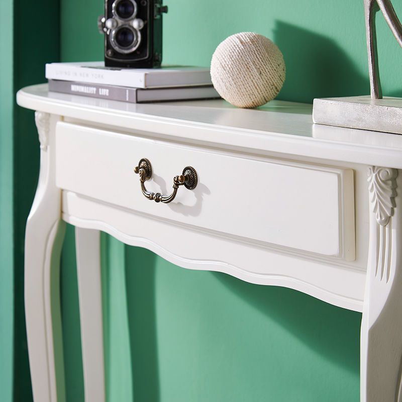 Mesa de consola moderna de mediados de siglo con 1 cajón y 4 piernas de madera