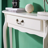 Mesa de consola moderna de mediados de siglo con 1 cajón y 4 piernas de madera