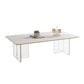 Contemporary White Stone Coffee Table Rectangle Single Cocktail Table