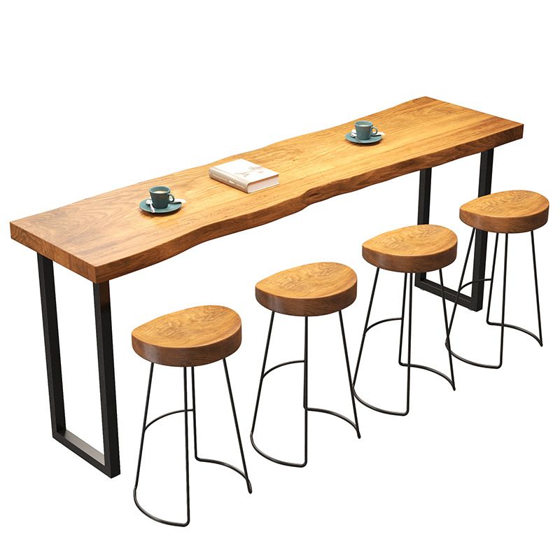 Industrial Bar Dining Table Solid Wood Bar Dining Table with Sled Base Clearhalo 'Bar Furniture' 'Bar Tables' 'bar_tables' 'furn' 'furn_bar_tables' 'Furniture' 'furniture_bar_tables' 'Kitchen & Dining Furniture' 1200x1200_00730039-13a9-46ab-b54d-7d98b54a72db