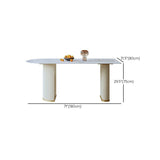 Mesa de comedor de piedra sinterizada de forma libre mesa blanca de lujo con pedestal doble