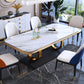 Luxury Sintered Stone Dining Table Rectangle Table with Gold Metal Pedestal Clearhalo ' dining_table' 'Dining Tables & Seating' 'Dining Tables' 'furn' 'furn_dining_table' 'Furniture' 'furniture_dining_table' 'Kitchen & Dining Furniture' 'kitchen&dining_furn' 'kitchen' 'kitchen_dining_table' 1200x1200_0076b81b-6082-49be-b5ba-6424435550dc