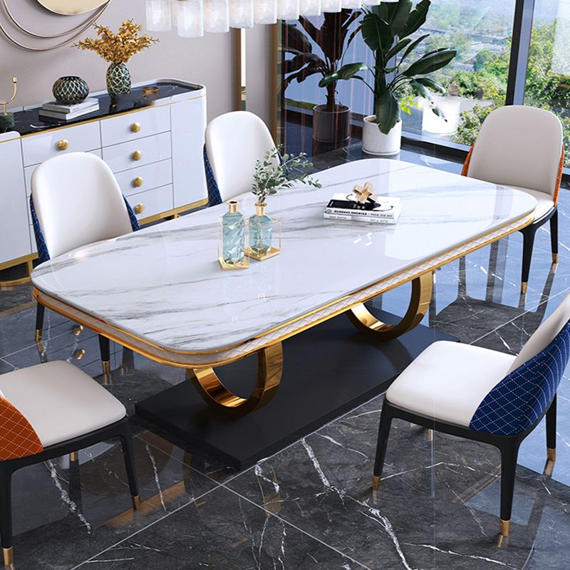 Luxury Sintered Stone Dining Table Rectangle Table with Gold Metal Pedestal Clearhalo ' dining_table' 'Dining Tables & Seating' 'Dining Tables' 'furn' 'furn_dining_table' 'Furniture' 'furniture_dining_table' 'Kitchen & Dining Furniture' 'kitchen&dining_furn' 'kitchen' 'kitchen_dining_table' 1200x1200_0076b81b-6082-49be-b5ba-6424435550dc