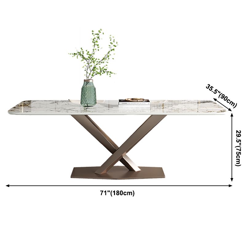 Metal Contemporary Rectangular Dining Table Sintered Stone Table with Pedestal Clearhalo ' dining_table' 'Dining Tables & Seating' 'Dining Tables' 'furn' 'furn_dining_table' 'Furniture' 'furniture_dining_table' 'Kitchen & Dining Furniture' 'kitchen&dining_furn' 'kitchen' 'kitchen_dining_table' 1200x1200_0079546d-b2d6-4953-b565-2df7fdbc385f
