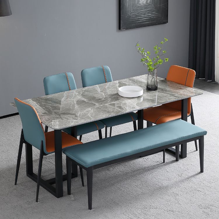 Industrial Grey Table for Restaurant Rectangle Dining Table with Double Pedestal Clearhalo 'Dining Tables & Seating' 'Dining Tables' 'dining_table' 'furn' 'furn_dining_table' 'Furniture' 'furniture_dining_table' 'Kitchen & Dining Furniture' 'kitchen' 'kitchen_dining_table' 1200x1200_0079cec9-58d5-405f-a73b-e1f324c0f7d5