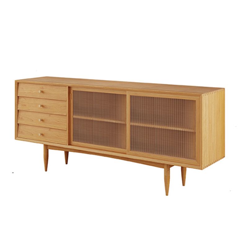 4-Dtrawer-Essbuffet mit Schiebetüren Kiefern Kiefer Massivholzbuffet Ständer